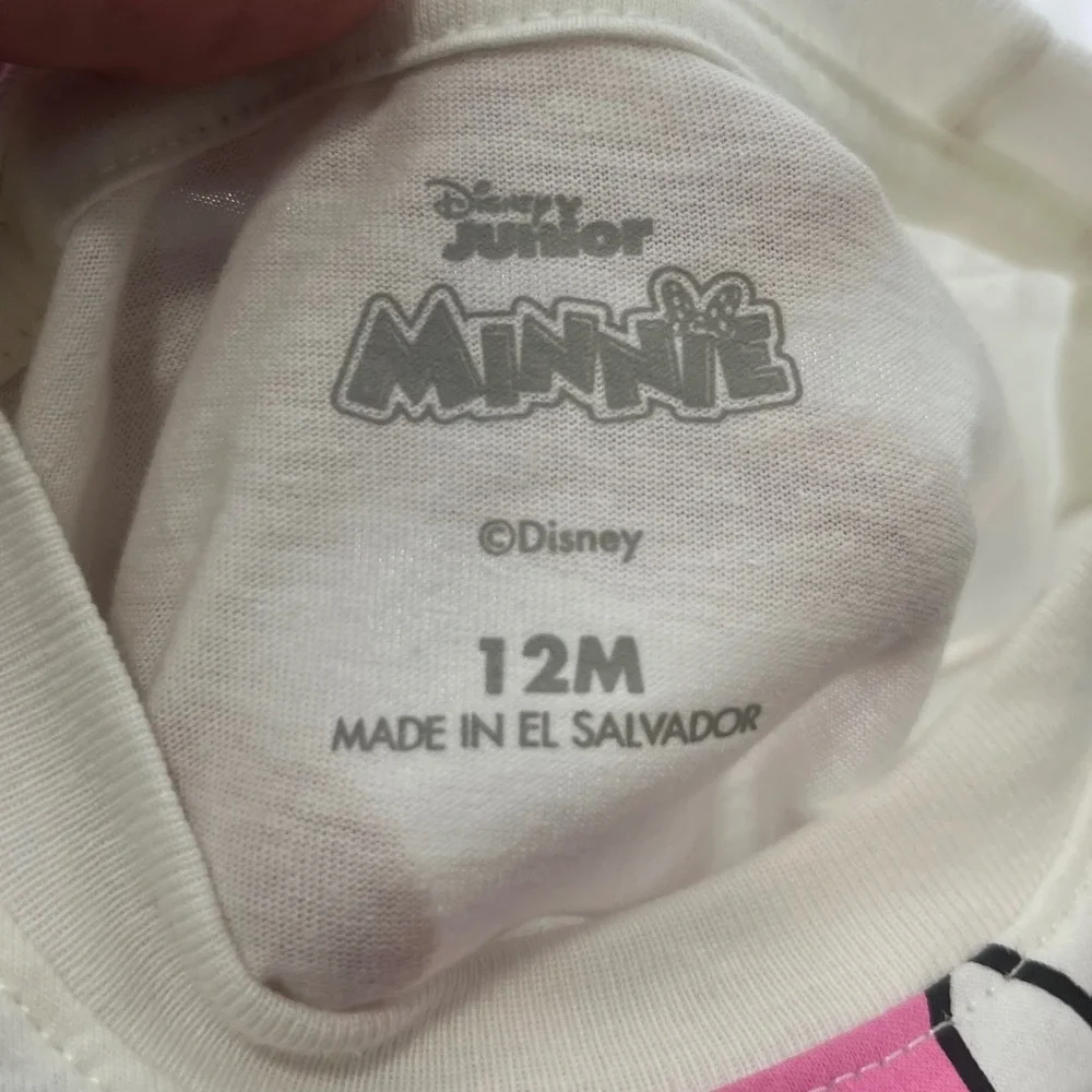 NWT Disney Junior‎ Minnie Mouse T-Shirt Kids 12M White Pink Polka Dot Graphic